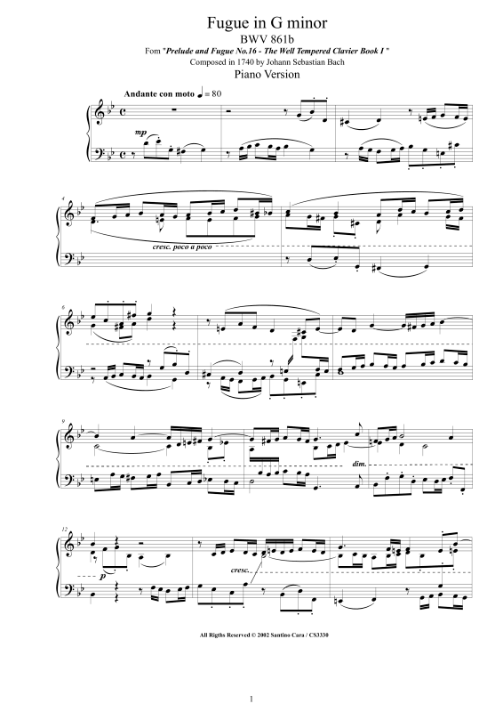 Produktbild zu: Fuge G-Moll BWV 861bJohann Sebastian Bach