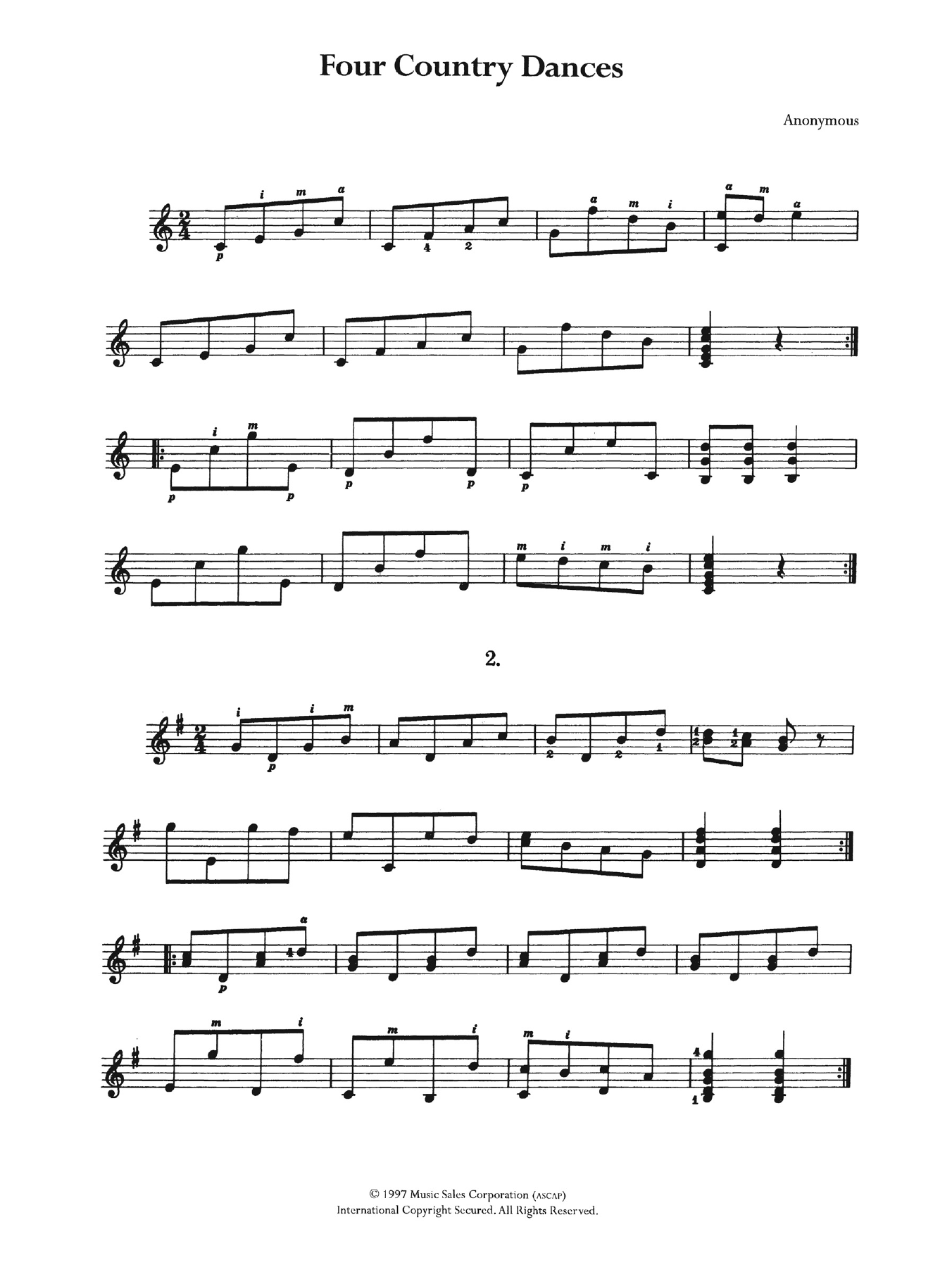 Product gallery: Page 1 of 1 Four Country Dances, Anonymous