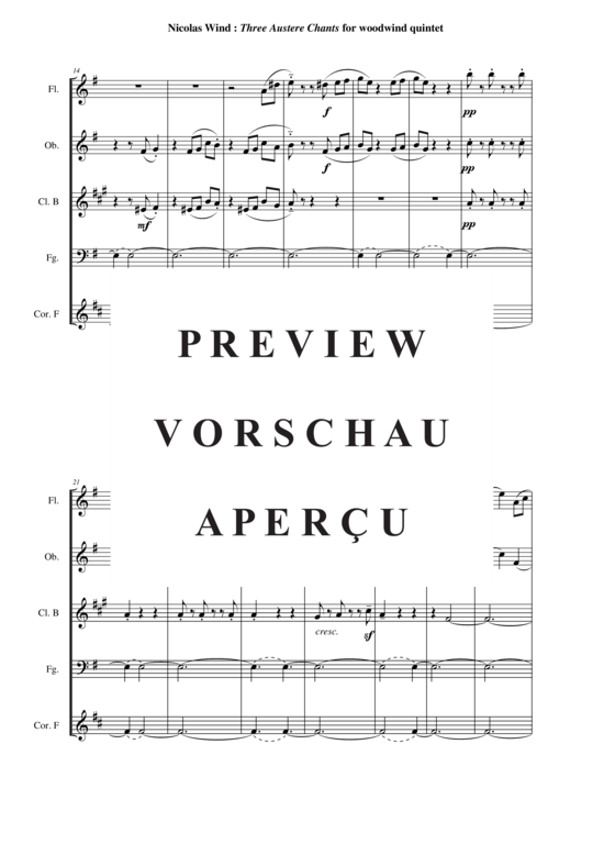 Produktgalerie: Seite 4 von 21 Three Austere Chants , , (Holzbläserquintett)