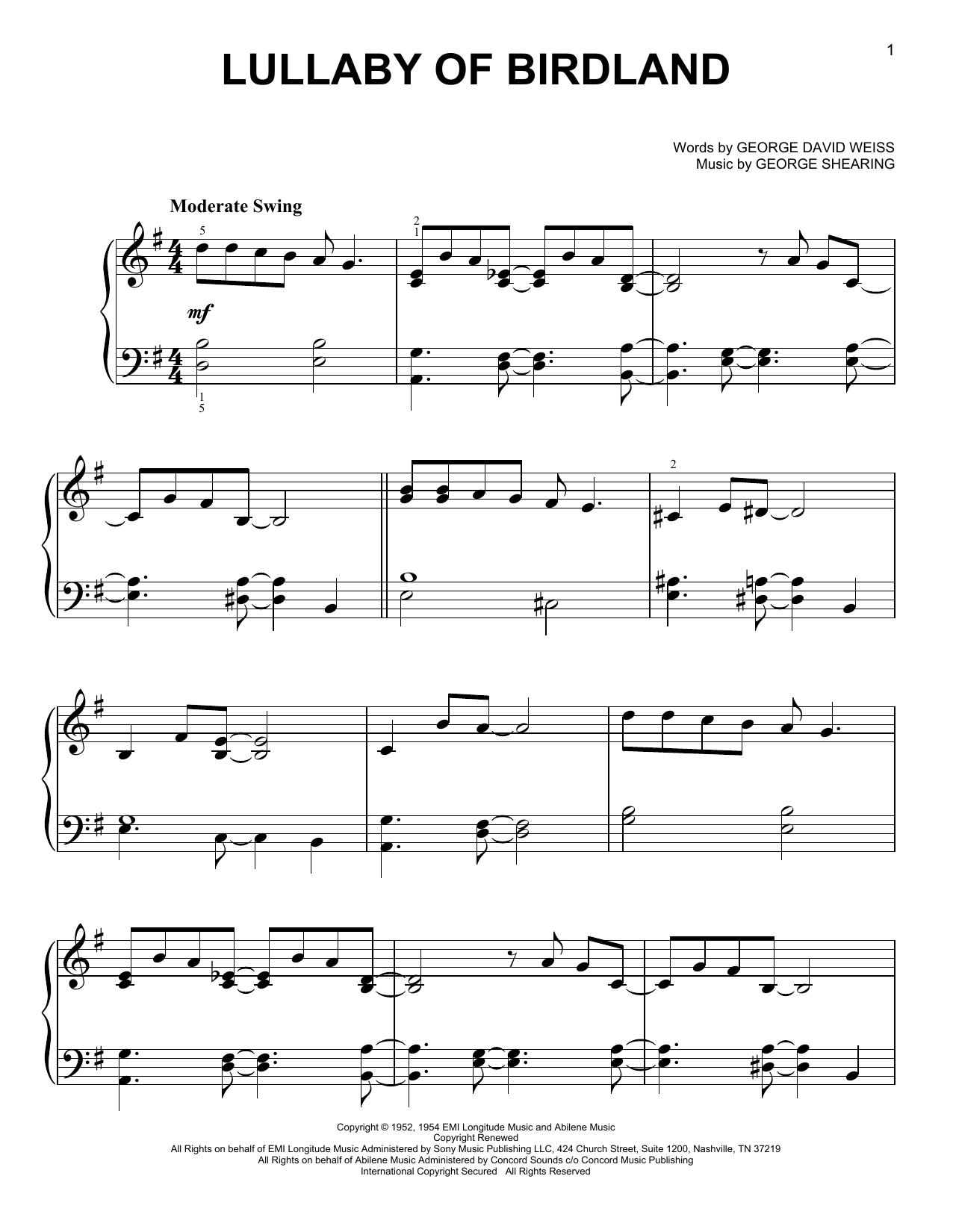 Product gallery: Page 1 of 1 Lullaby Of Birdland, George Shearing