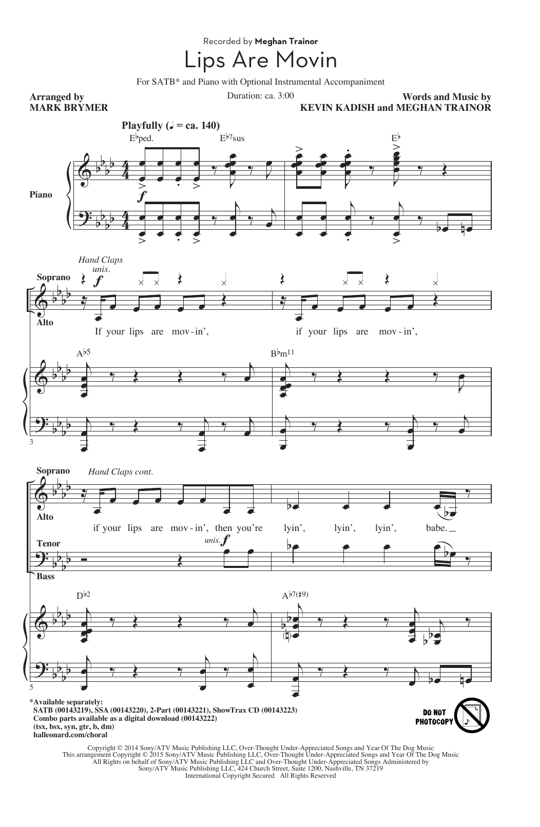 Product picture to: Lips Are Movin (arr. Mark Brymer)