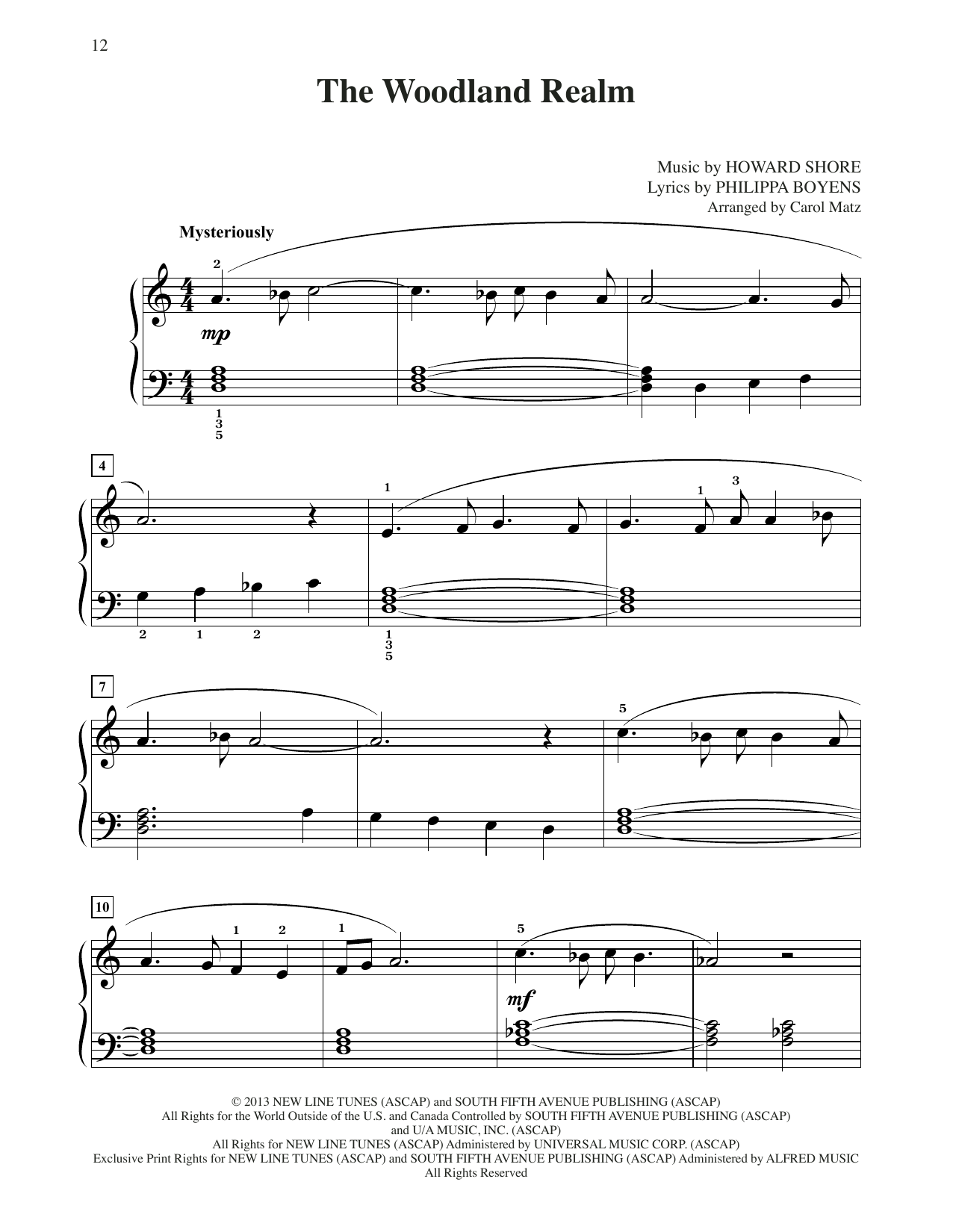 Produktbild zu: The Woodland Realm (from The Hobbit: The Desolation of Smaug) (arr. Carol Matz)