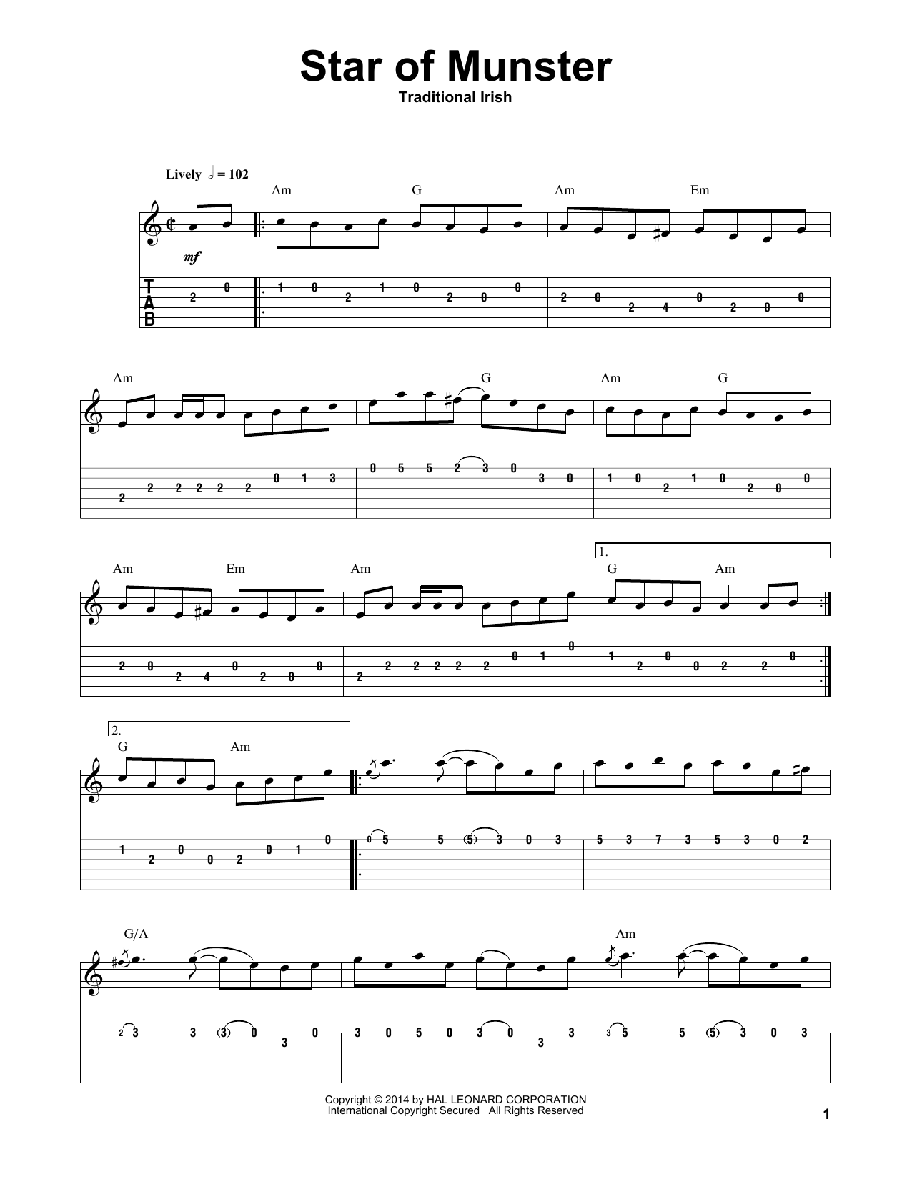 Product gallery: Page 1 of 1 Star Of Munster, Irish Folksong
