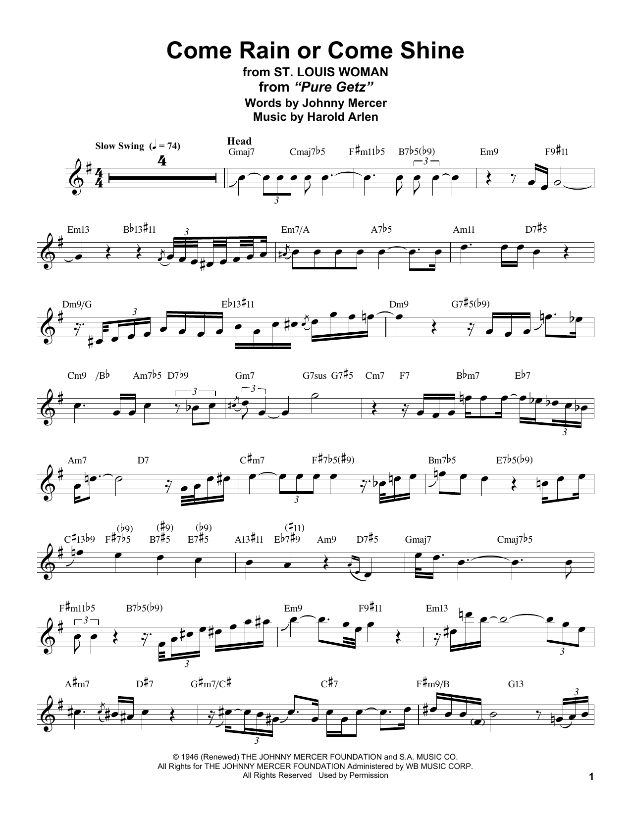 Product gallery: Page 1 of 1 Come Rain Or Come Shine, Stan Getz