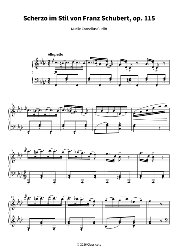 Produktgalerie: Seite 1 von 7 Scherzo im Schubert-Stil über "Ach du lieber Augustin", , Klavier Solo