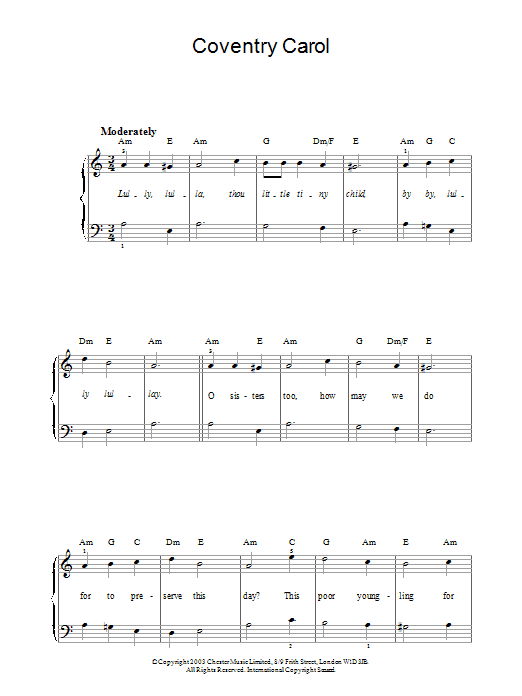 Product gallery: Page 1 of 1 Coventry Carol, Traditional