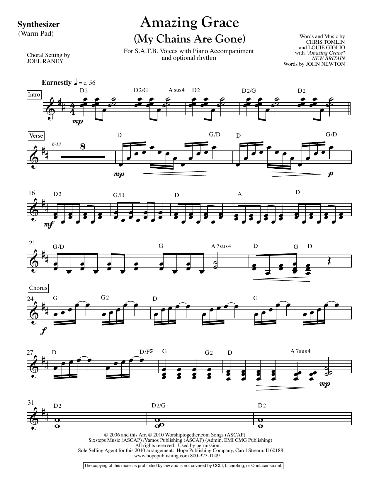 Produktbild zu: Amazing Grace (My Chains Are Gone) - Synthesizer