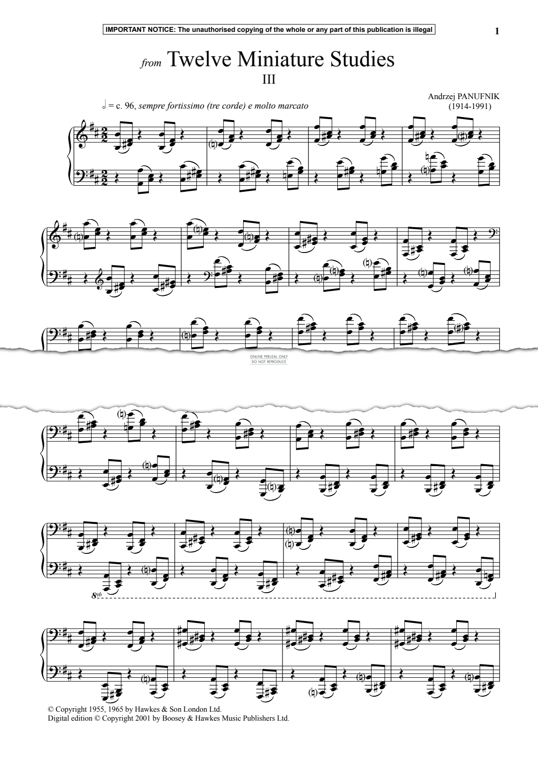 Produktgalerie: Seite 1 von 1 III from Twelve Miniature Studies, Andrzej Panufnik, Klavier