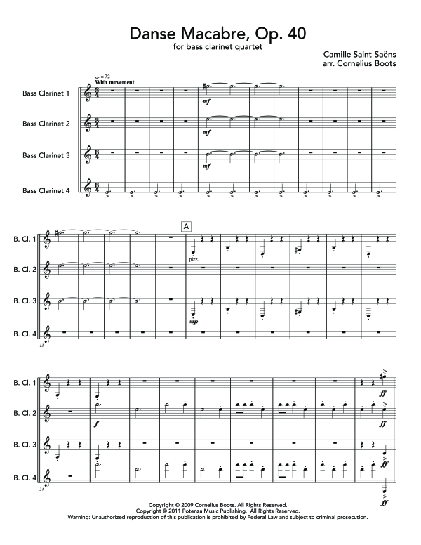 Produktgalerie: Seite 1 von 11 Danse Macabre, , (Bassklarinetten Quartett)
