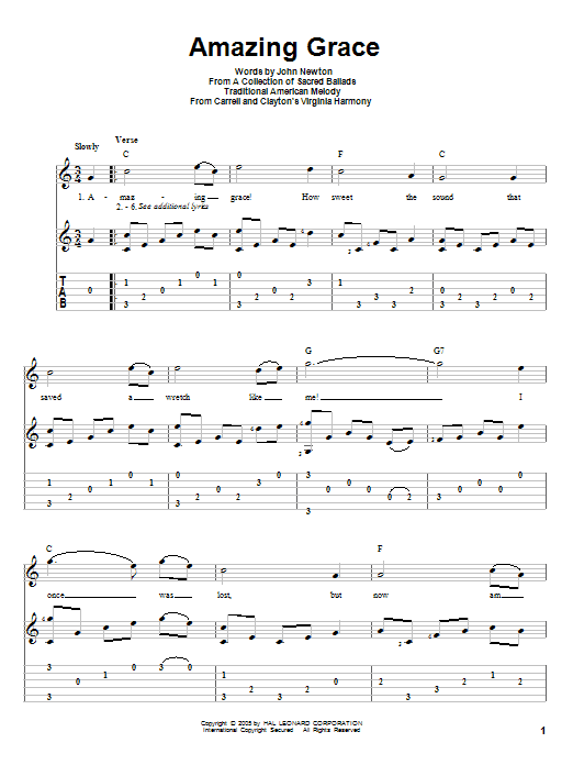 Produktgalerie: Seite 1 von 1 Amazing Grace, John Newton, Gitarre