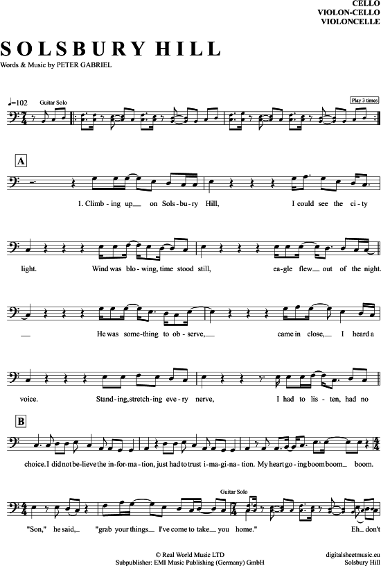 Produktgalerie: Seite 1 von 4 Solsbury Hill , Gabriel, Peter, (Violoncello)