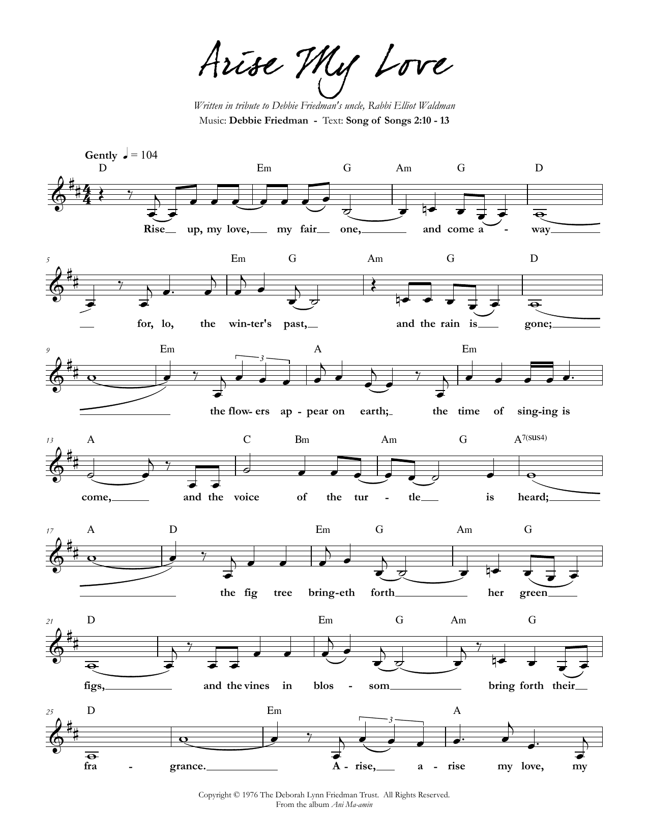 Product gallery: Page 1 of 1 Arise My Love, Debbie Friedman