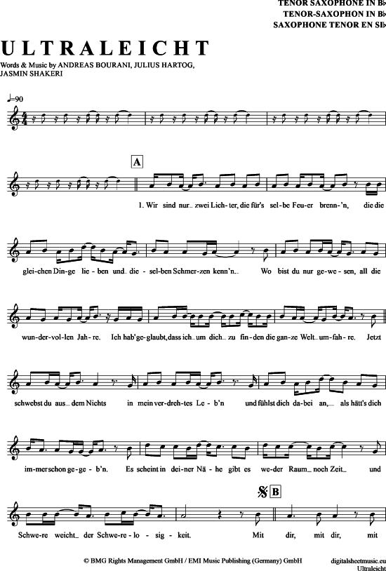 Product gallery: Page 1 of 4 Ultraleicht , Bourani, Andreas, Tenor Saxophone