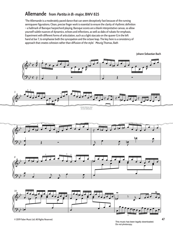 Produktgalerie: Seite 1 von 1 Allemande from 'Partita in Bb Major BWV825', Johann Sebastian Bach, Klavier