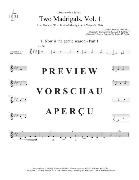 Product gallery: Page 6 of 13 Zwei Madrigale Vol. 1 (2xTromp in B/C, Horn in F (Pos) , , , Pos)