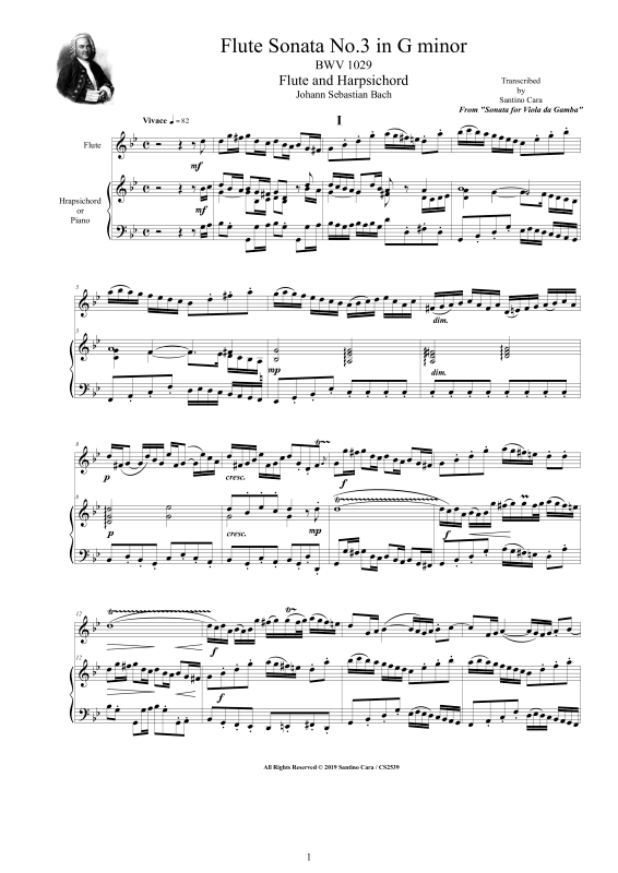 Produktbild zu: Flöten Sonate Nr. 3 in G-Moll BWV 1029Johann Sebastian Bach