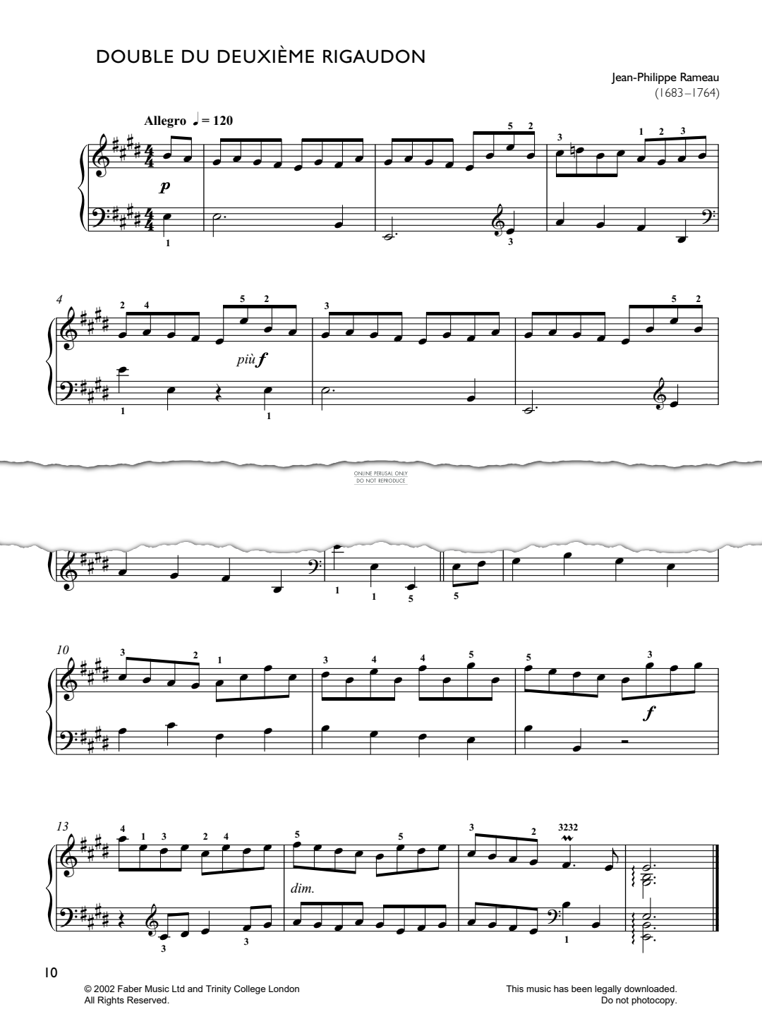 Produktgalerie: Seite 1 von 1 Double du deuxième rigaudon, Jean-Philippe Rameau, Klavier