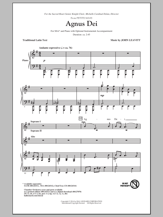 Produktgalerie: Seite 1 von 1 Agnus Dei (from Petite Mass), John Leavitt, Chor