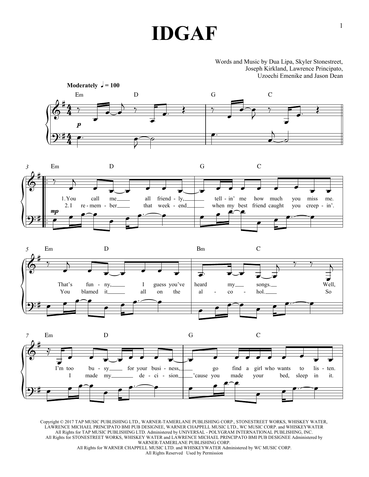 Produktbild zu:  IDGAF - Dua Lipa