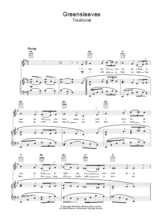 Produktgalerie: Seite 1 von 1 Greensleeves, Traditional English Folksong, Gesang, Gitarre, Klavier