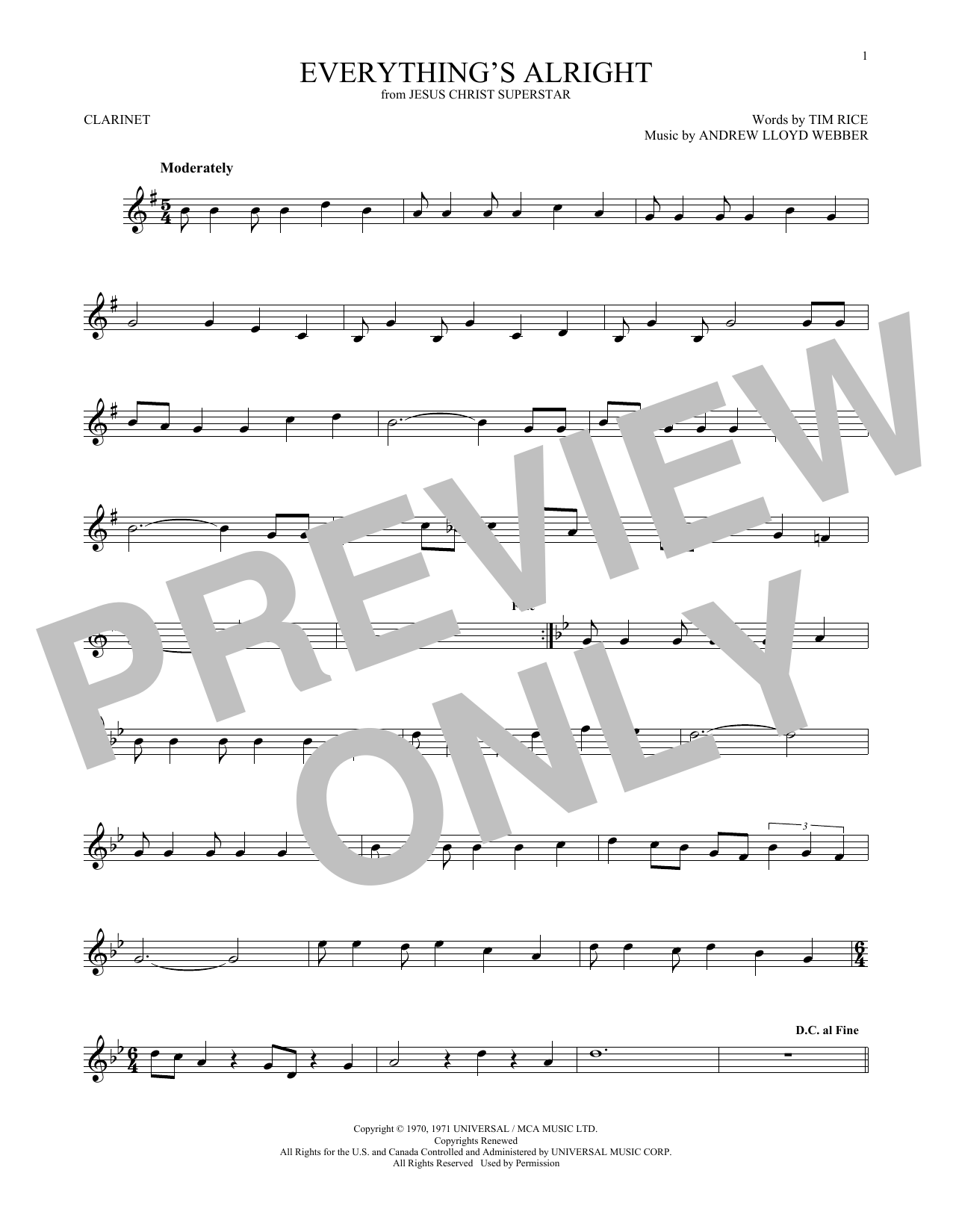 Product gallery: Page 1 of 1 Everything's Alright (from Jesus Christ Superstar), Andrew Lloyd Webber