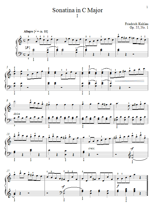 Product gallery: Page 1 of 1 Sonatina In C Major, Op. 55, No. 1, Friedrich Kuhlau