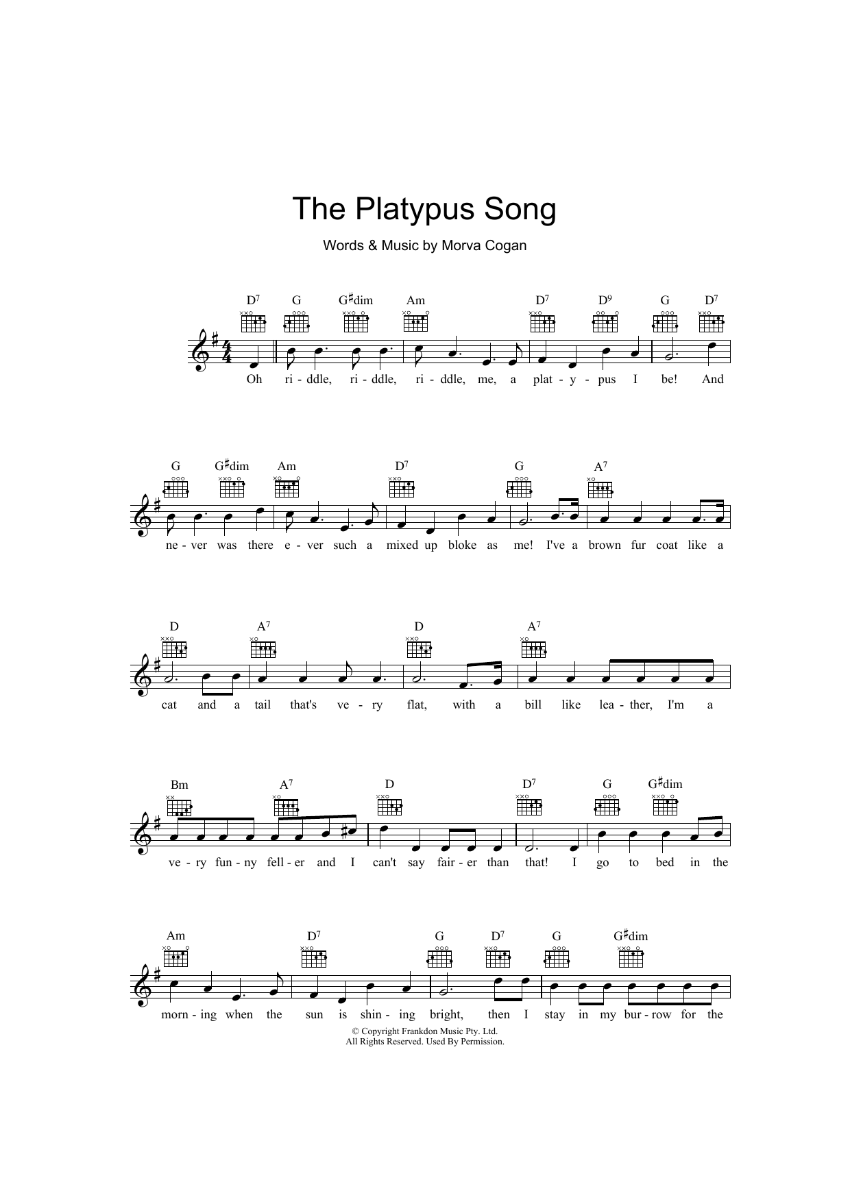 Produktgalerie: Seite 1 von 1 The Platypus Song, Morva Cogan, Melodieinstrument
