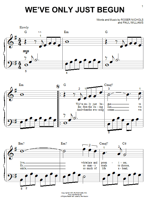 Produktgalerie: Seite 1 von 1 We've Only Just Begun, Carpenters, Klavier