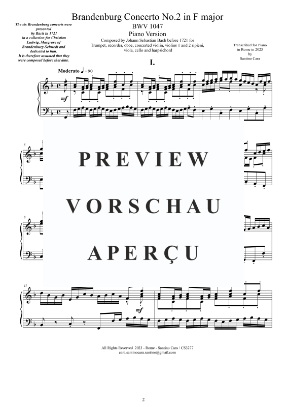 Product gallery: Page 3 of 11 Brandenburg Concerto No. 2 in F major BWV 1047, , Solo Piano