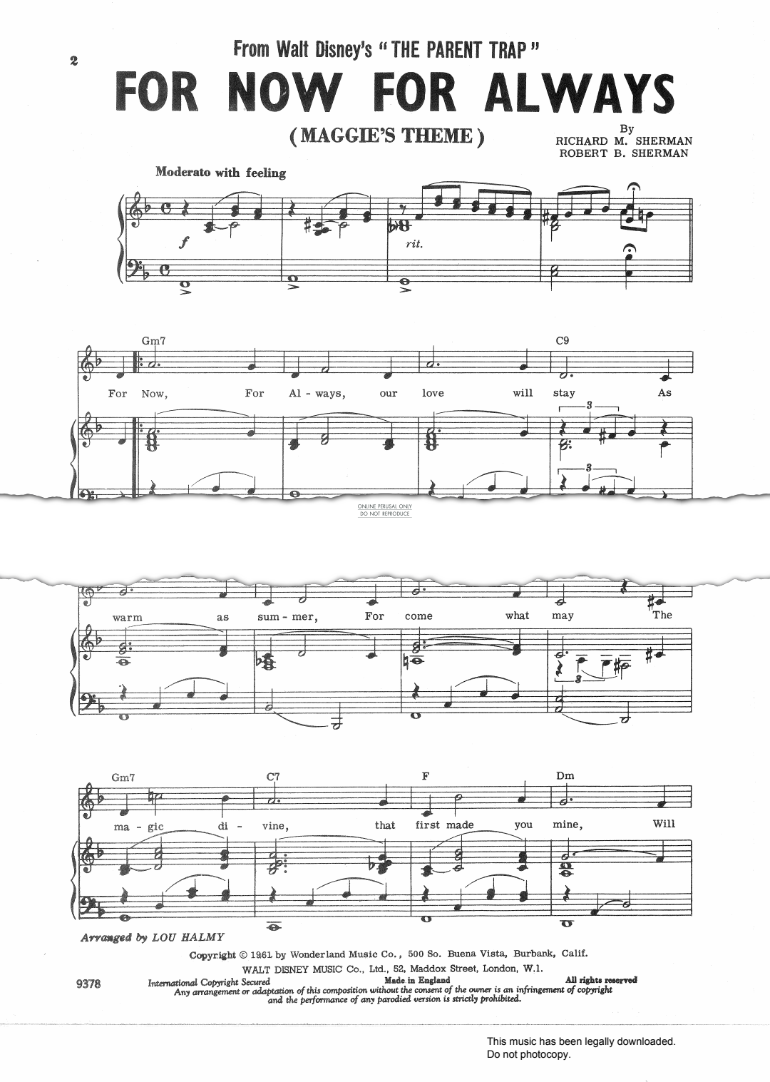 Produktbild zu: For Now For Always [Maggie's Theme] (from 'The Parent Trap')