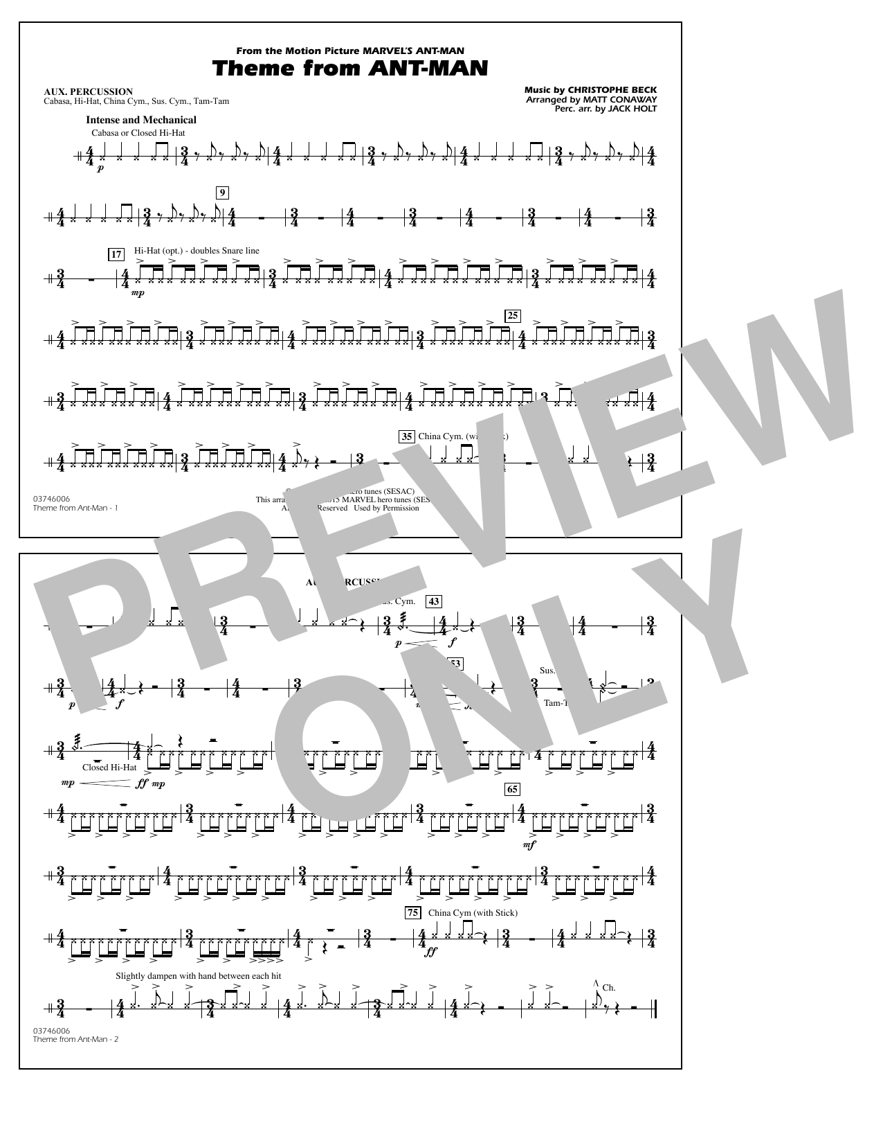 Produktgalerie: Seite 1 von 1 Theme from Ant-Man (Arr. Matt Conaway) - Aux Percussion, Jack Holt, Ensemble