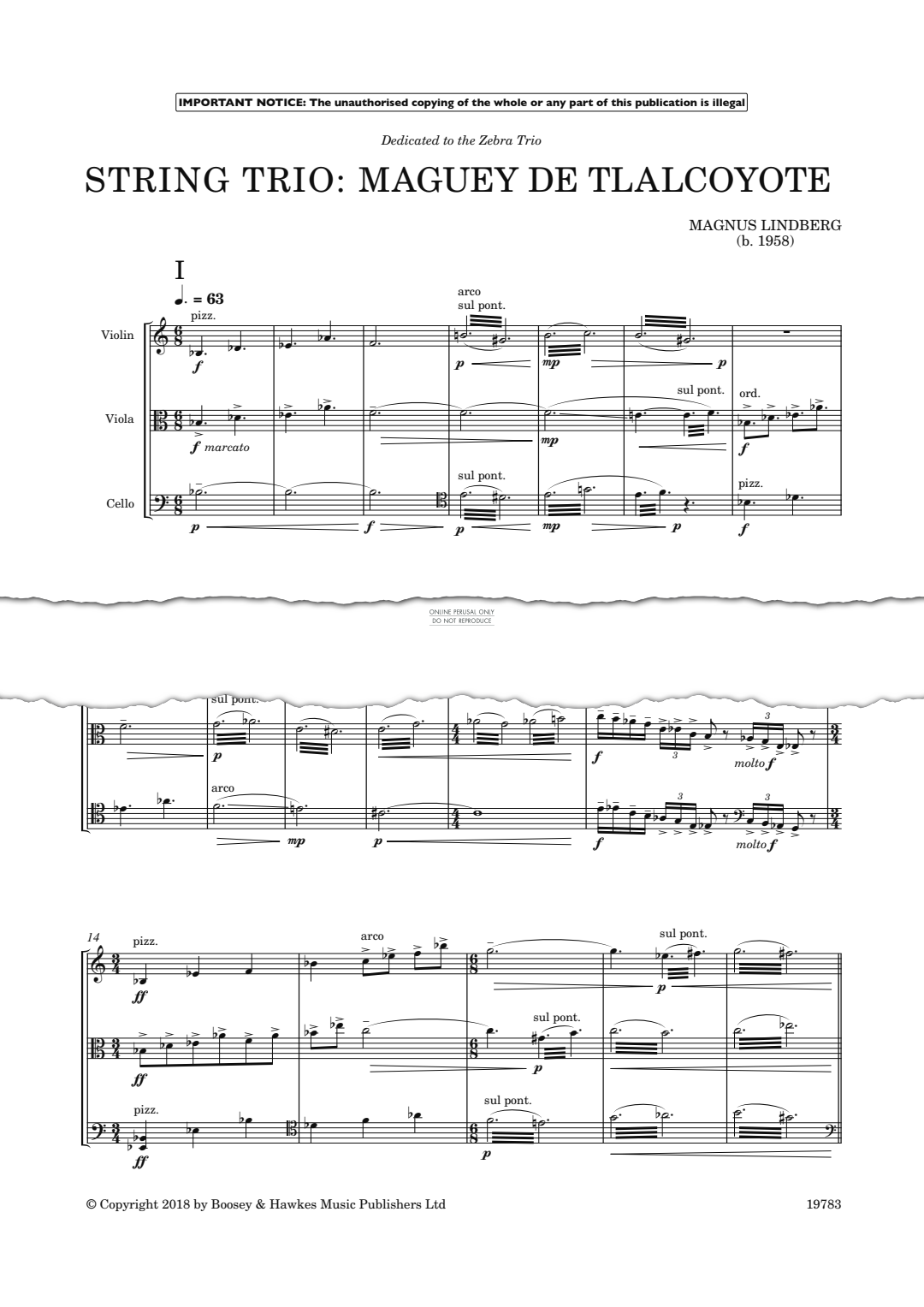 Produktgalerie: Seite 1 von 1 Maguey de Tlalcoyote, Magnus Lindberg, Streichinstrumente