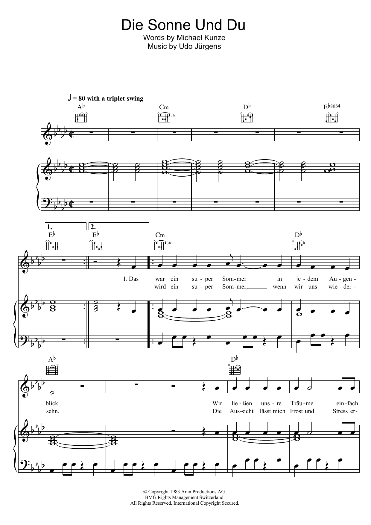 Produktgalerie: Seite 1 von 1 Die Sonne Und Du, Udo Jurgens, Gesang, Gitarre, Klavier