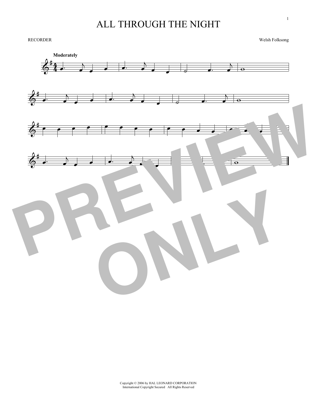 Product gallery: Page 1 of 1 All Through The Night, Welsh Folksong
