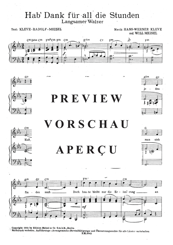 Produktgalerie: Seite 3 von 3 Hab Dank für all die Stunden, , Klavier und Gesang