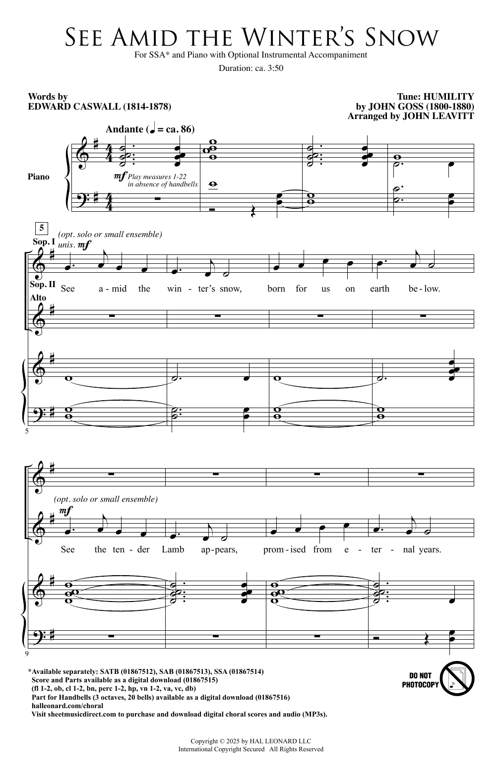 Produktgalerie: Seite 1 von 1 See Amid The Winter's Snow (arr. John Leavitt), John Goss, Chor