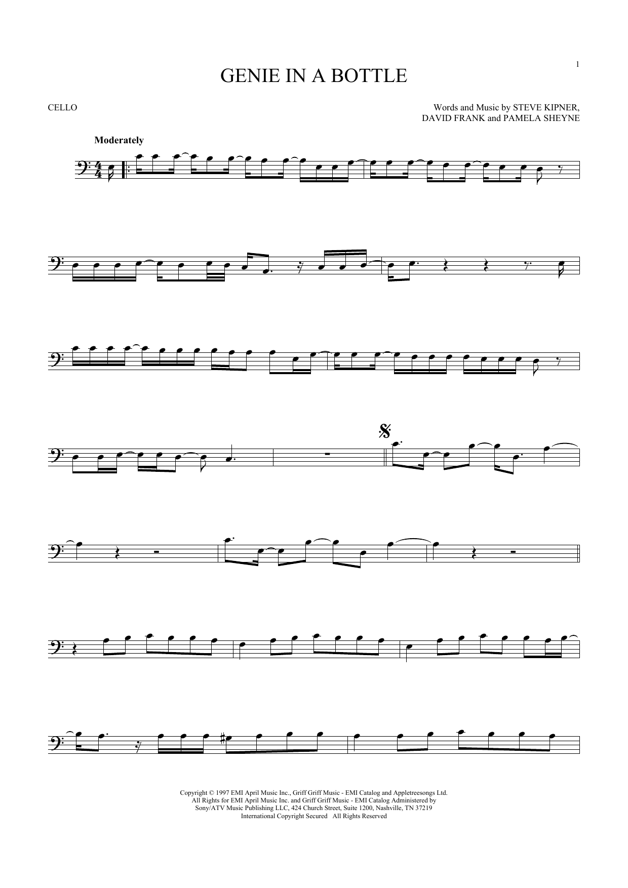 Produktgalerie: Seite 1 von 1 Genie In A Bottle, Christina Aguilera, Violoncello