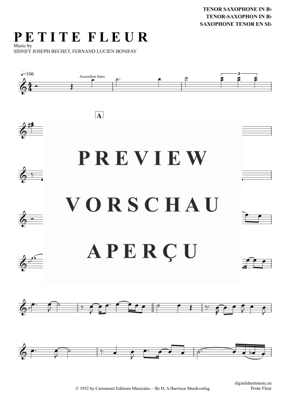 Product gallery: Page 2 of 4 Petite Fleur, Tex, Pete, Tenor Saxophone