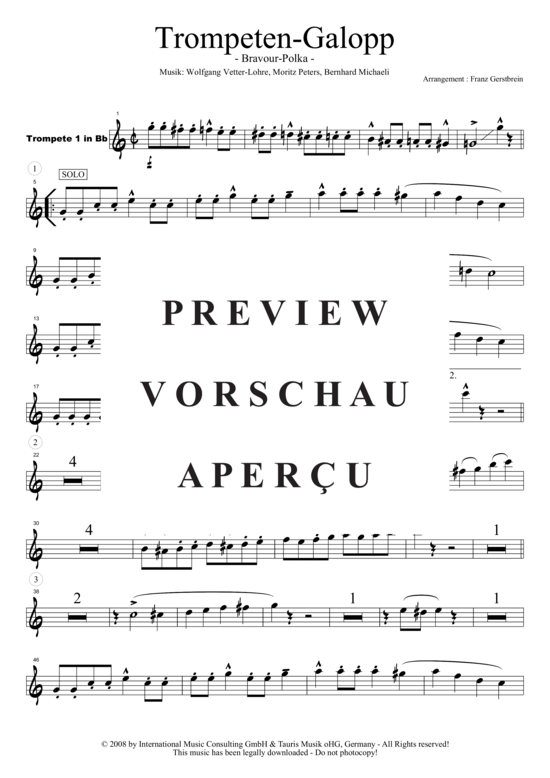 Produktgalerie: Seite 2 von 3 Trompeten-Galopp , Original Hofbräuhaus Festkapelle, (Trompete + Playalong)