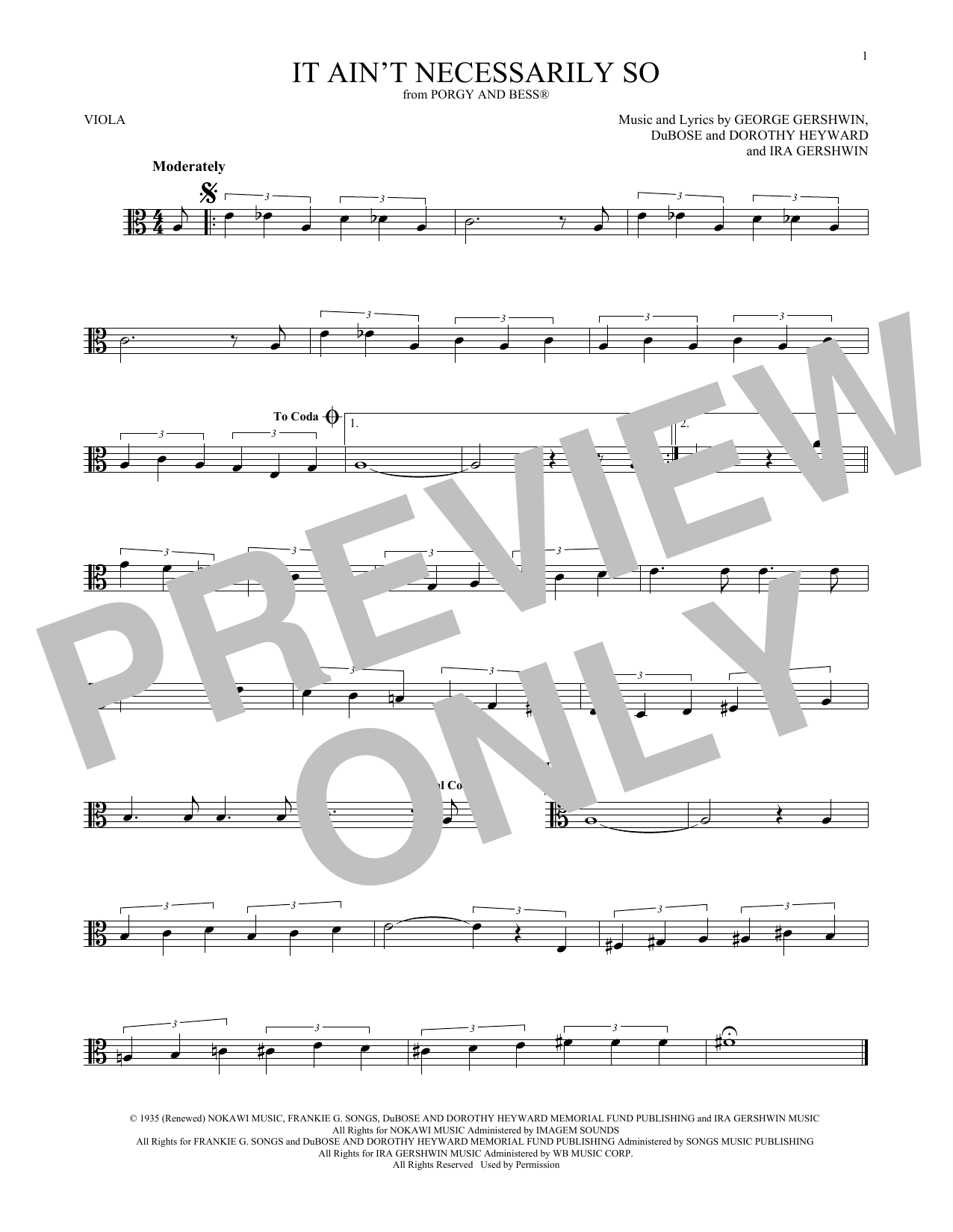 Product gallery: Page 1 of 1 It Ain't Necessarily So, George Gershwin