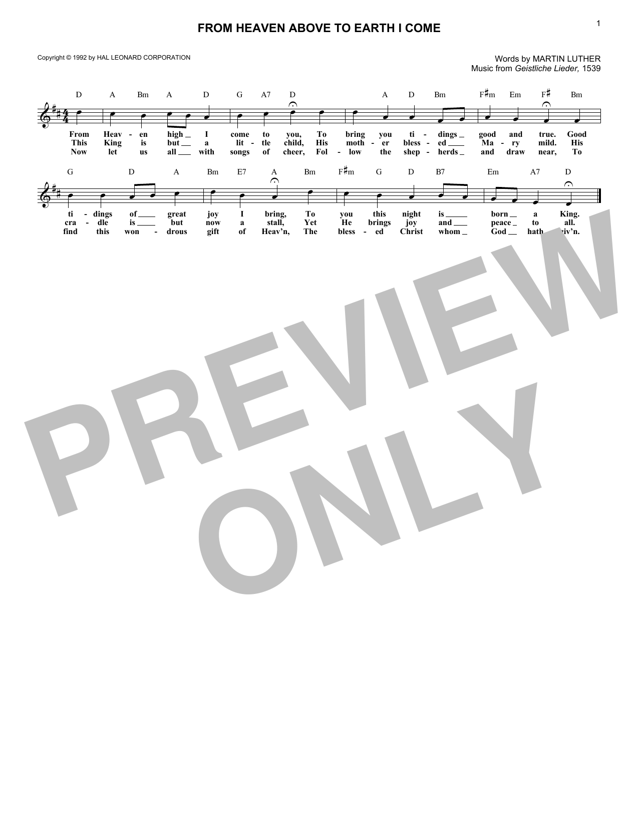 Product gallery: Page 1 of 1 From Heaven Above To Earth I Come, Geistliche Lieder
