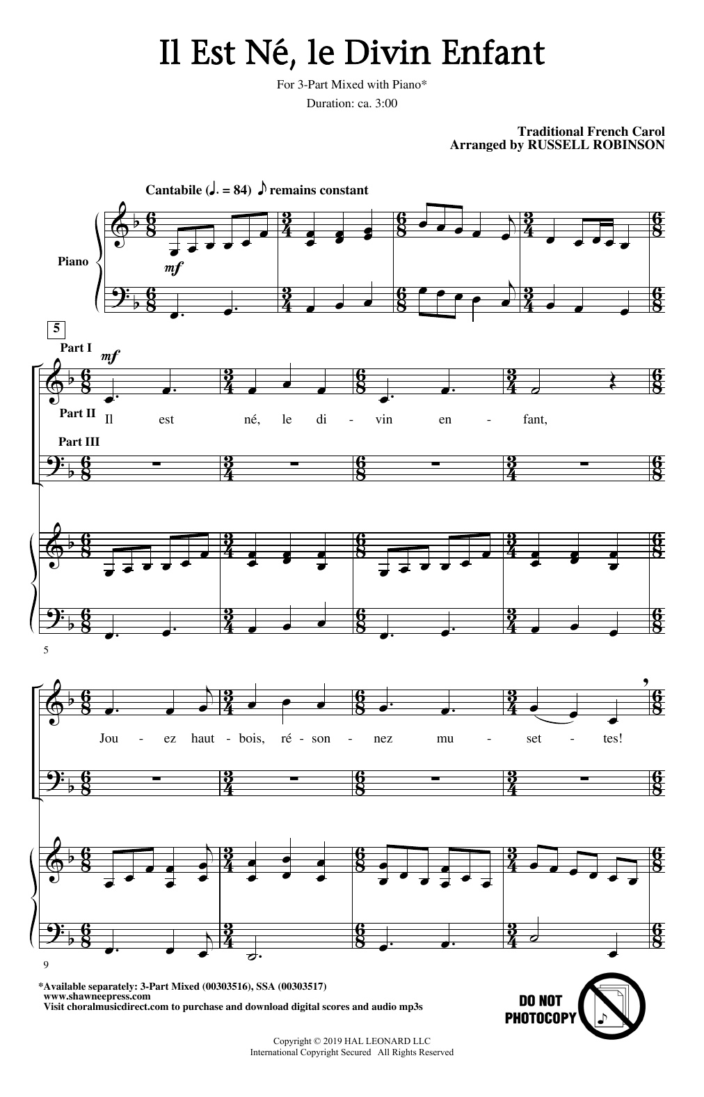 Product picture to: Il Est Ne, Le Divin Enfant (arr. Russell Robinson)
