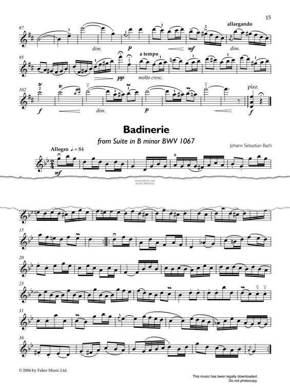 Produktgalerie: Seite 1 von 1 Badinerie from 'Suite in B Minor BWV 1067', Johann Sebastian Bach, Klavier, Violine