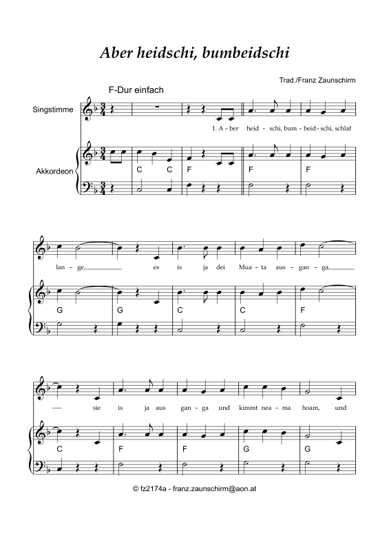 Product picture to: Aber heidschi bumbeidschiTraditional