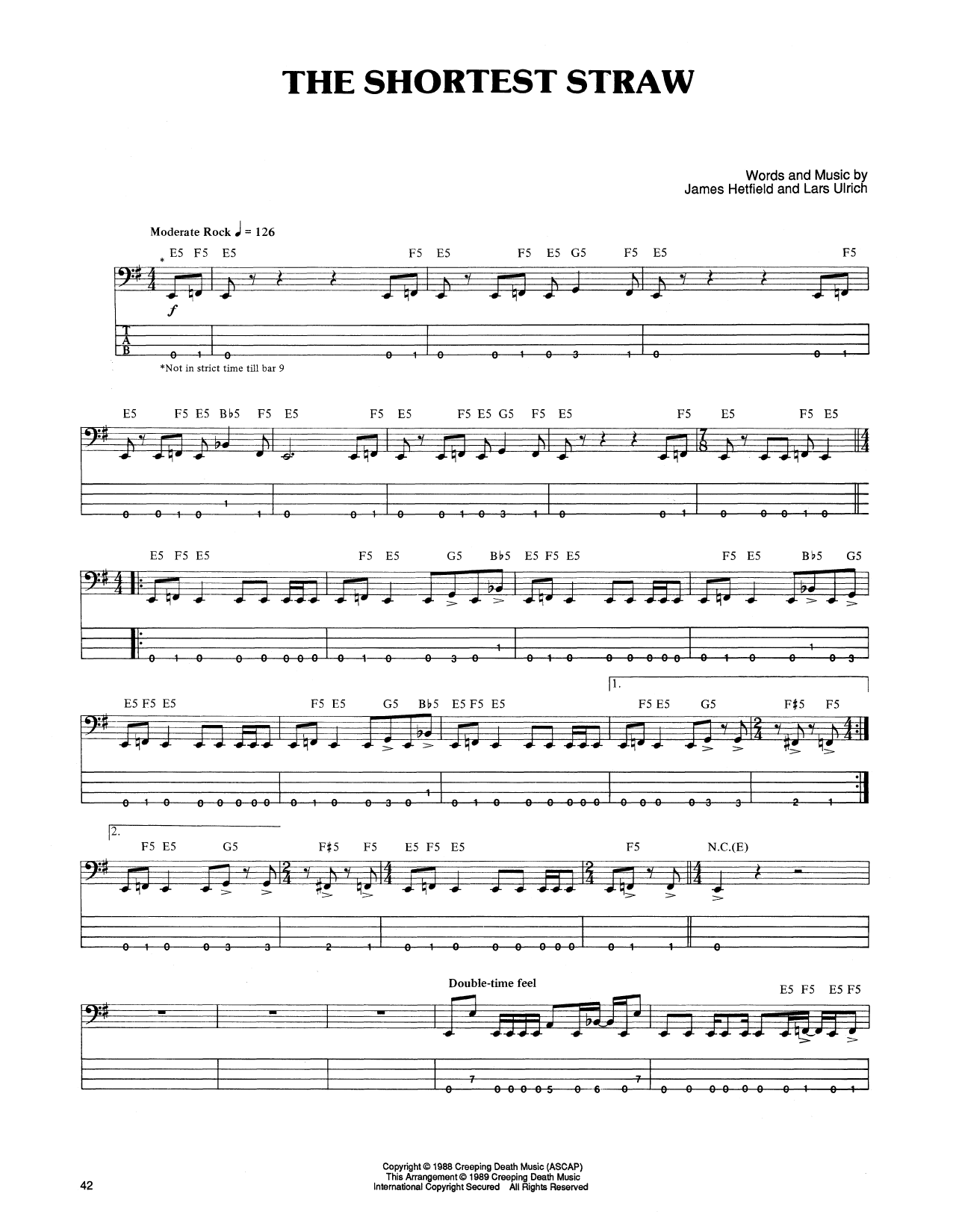 Produktgalerie: Seite 1 von 1 The Shortest Straw, Metallica, E-Bass