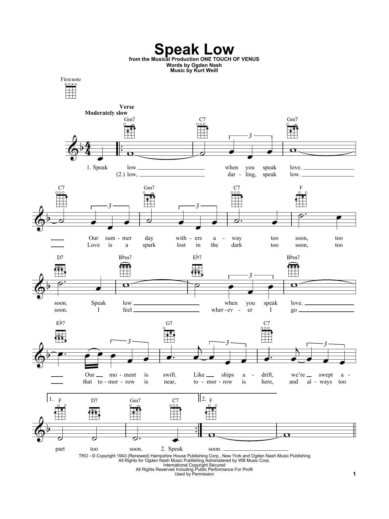 Product gallery: Page 1 of 1 Speak Low, Kurt Weill