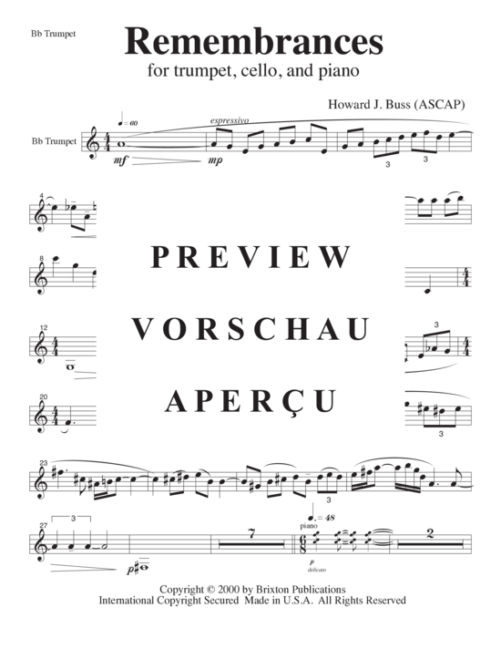 Product gallery: Page 20 of 21 Remembrances , , (trumpet, cello and piano)
