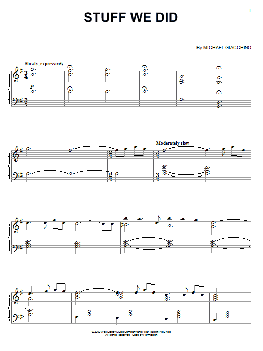 Product gallery: Page 1 of 1 Stuff We Did (from Up), Michael Giacchino