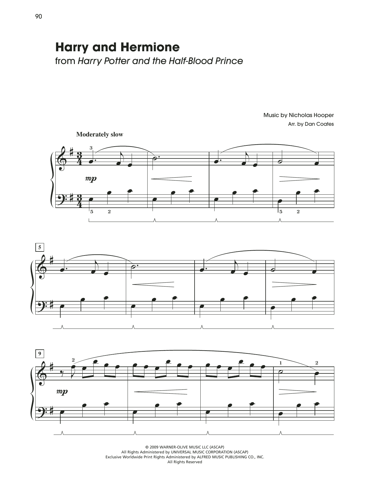 Product picture to: Harry & Hermione (from Harry Potter And The Half-Blood Prince) (arr. Dan Coates)