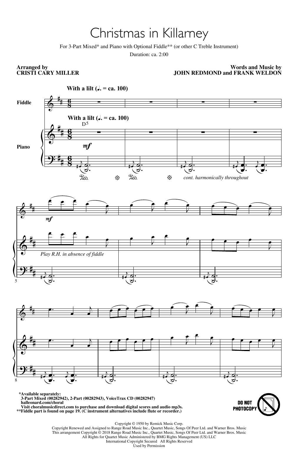 Produktbild zu: Christmas In Killarney (arr. Cristi Cary Miller)